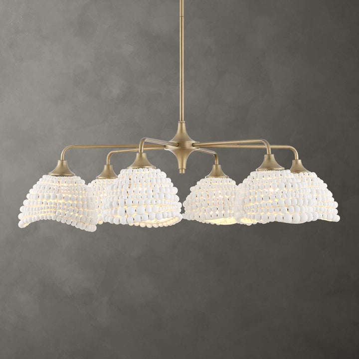 BIDDEFORD 6 LIGHT WHITE BEADED CHANDELIER