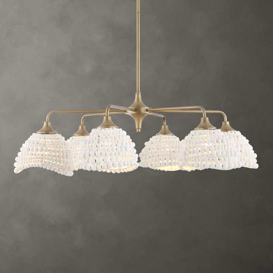 BIDDEFORD 6 LIGHT WHITE BEADED CHANDELIER