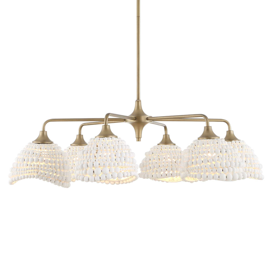 BIDDEFORD 6 LIGHT WHITE BEADED CHANDELIER