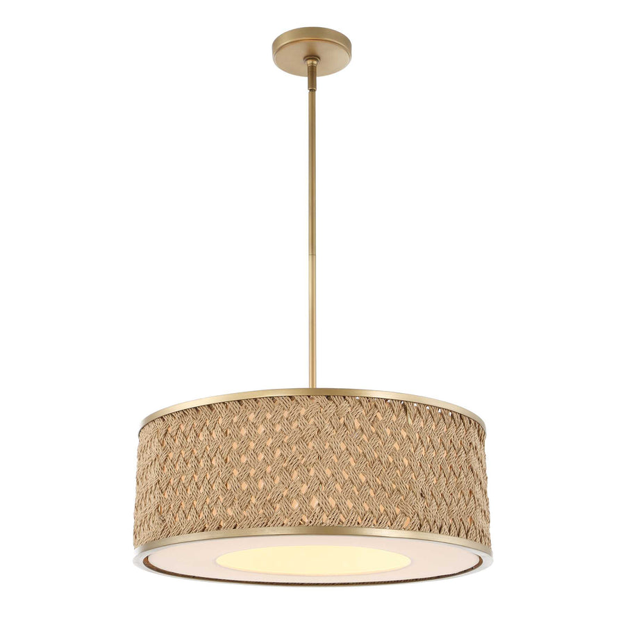 PINCHOT 4 LIGHT RATTAN DRUM PENDANT