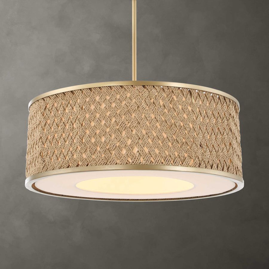 PINCHOT 4 LIGHT RATTAN DRUM PENDANT