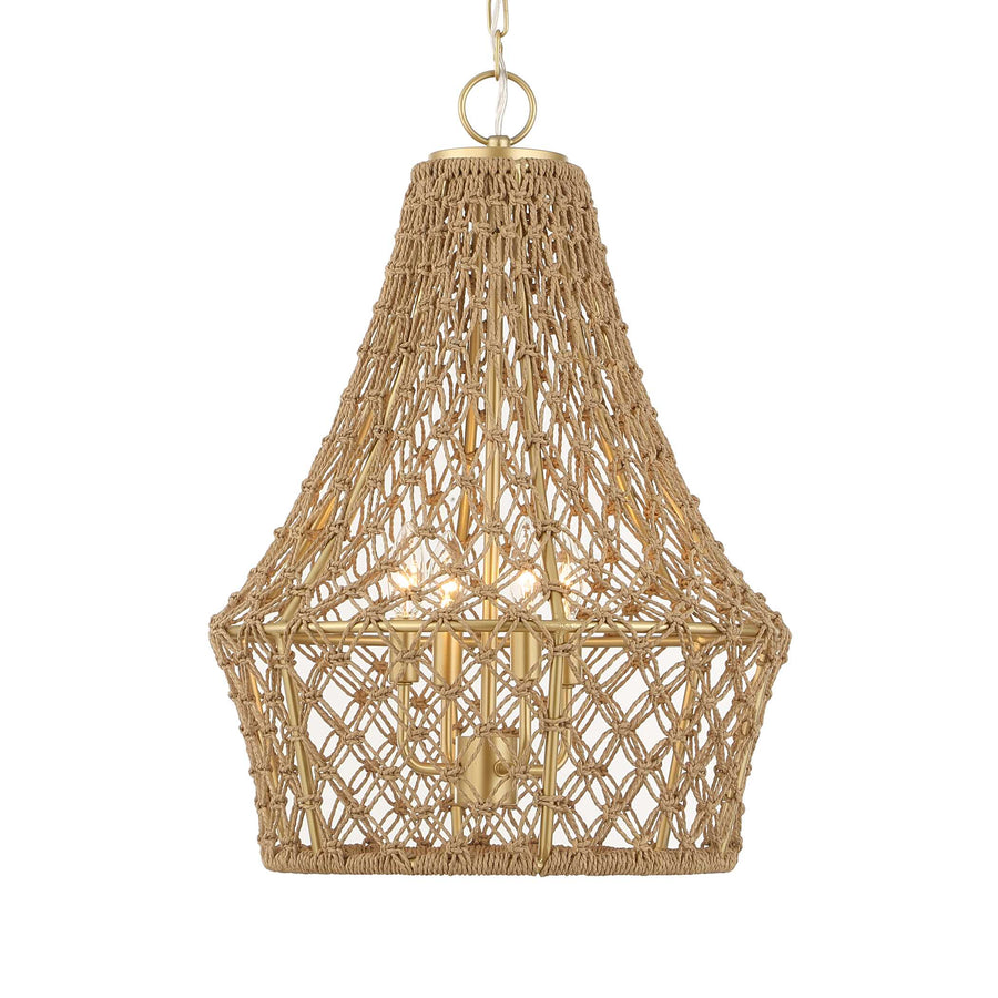 MACRAME 4 LIGHT ROPE PENDANT