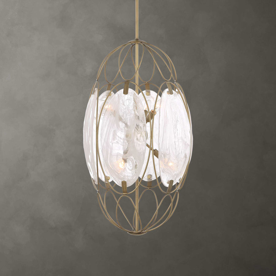 VALENCIA 6 LIGHT GLASS PANEL PENDANT