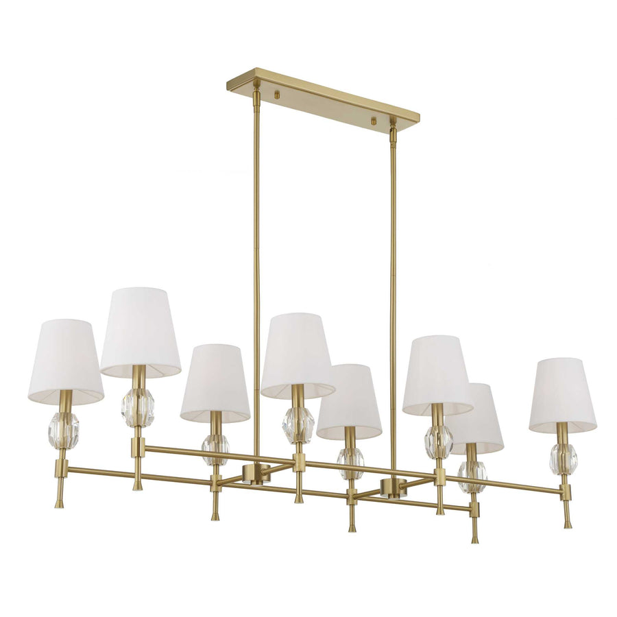 ARQUES 8 LIGHT LINEAR BRASS CHANDELIER