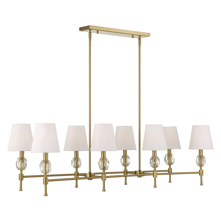 ARQUES 8 LIGHT LINEAR BRASS CHANDELIER
