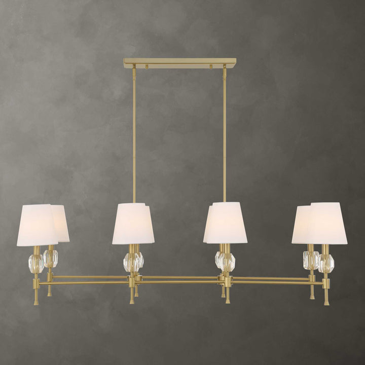 ARQUES 8 LIGHT LINEAR BRASS CHANDELIER