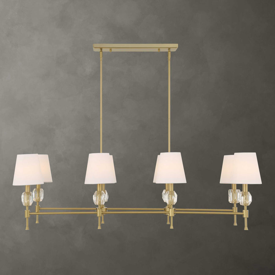 ARQUES 8 LIGHT LINEAR BRASS CHANDELIER