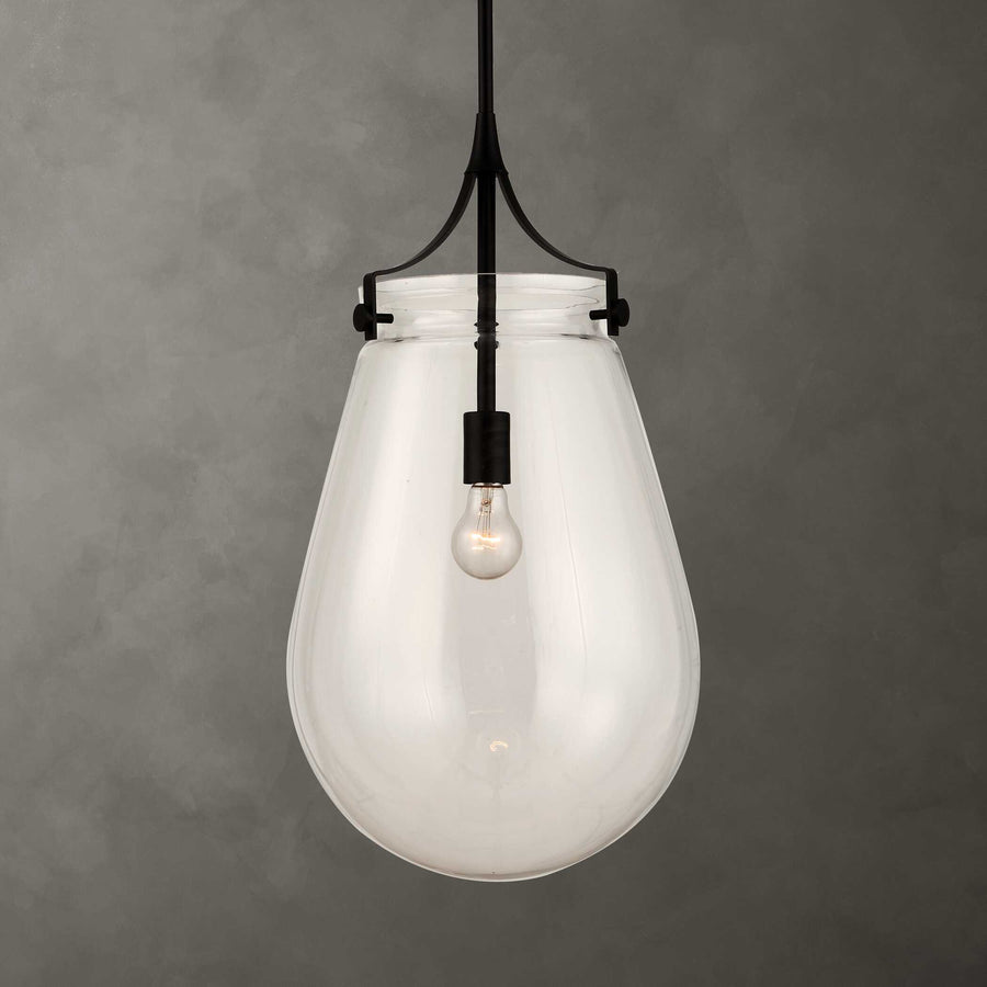DEWDROP 1 LIGHT GLASS SHADE PENDANT