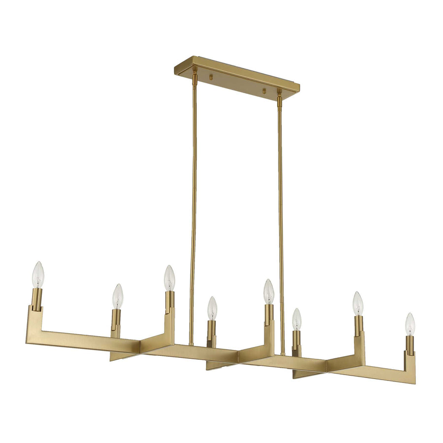 CORDOBA 8 LIGHT LINEAR BRASS CHANDELIER