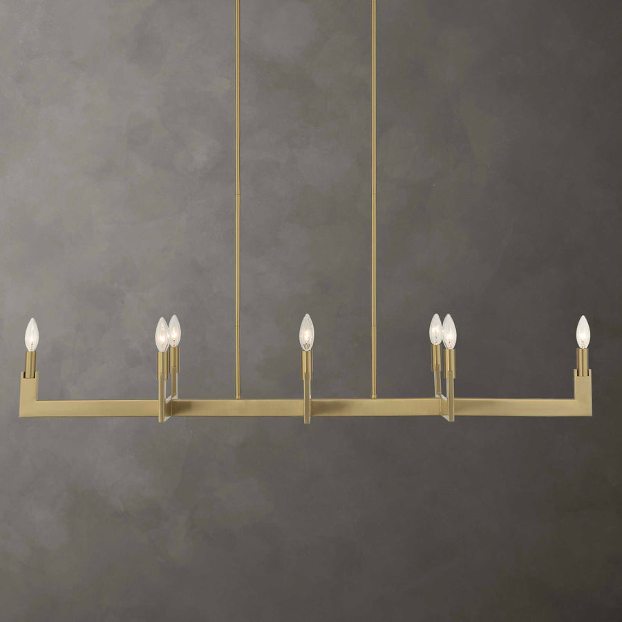 CORDOBA 8 LIGHT LINEAR BRASS CHANDELIER