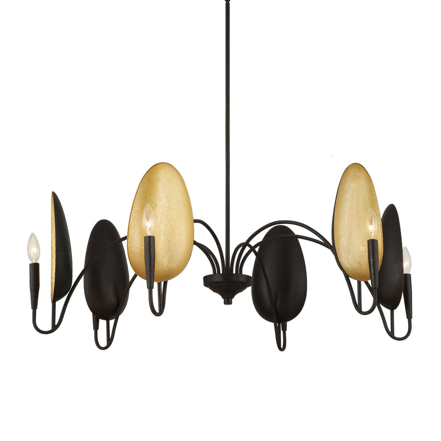 WARWICK MATTE BLACK + GOLD CHANDELIER