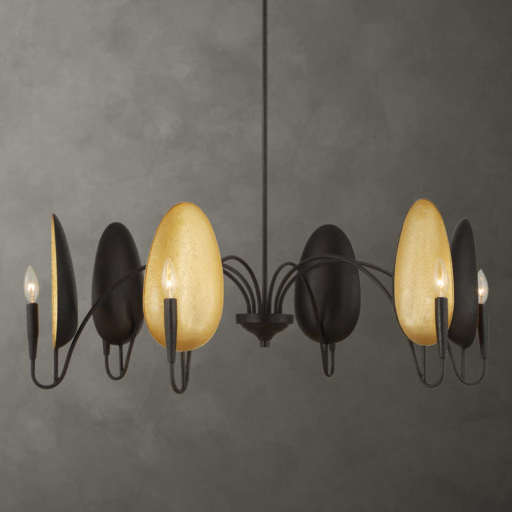 WARWICK MATTE BLACK + GOLD CHANDELIER