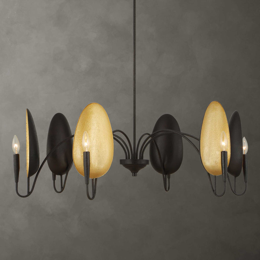 WARWICK MATTE BLACK + GOLD CHANDELIER