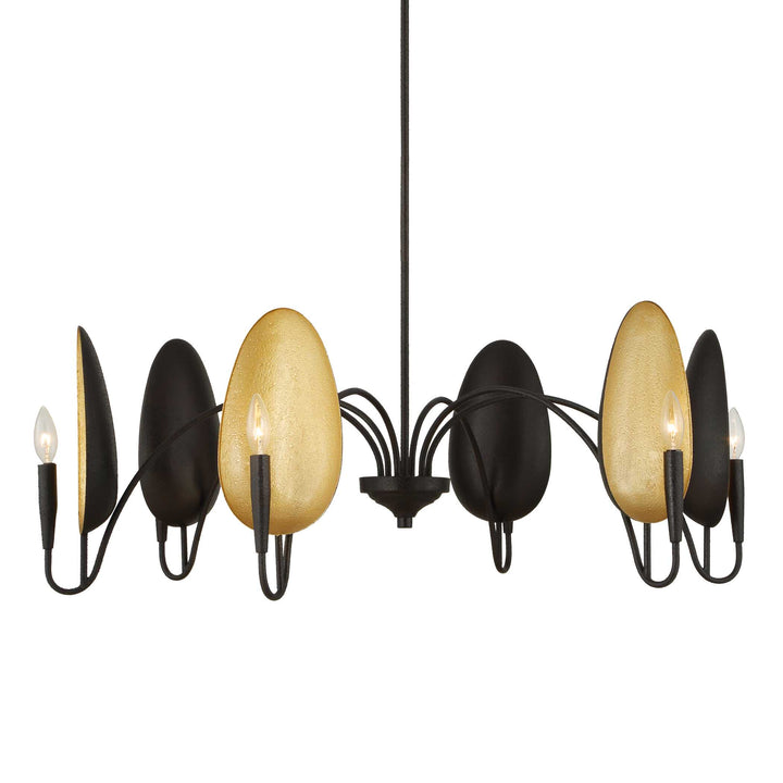 WARWICK MATTE BLACK + GOLD CHANDELIER