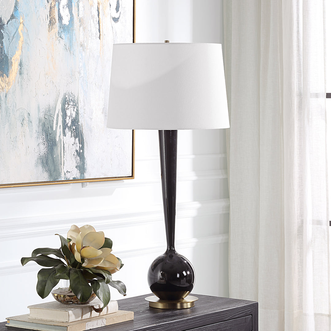 BRIELLE POLISHED BLACK TABLE LAMP