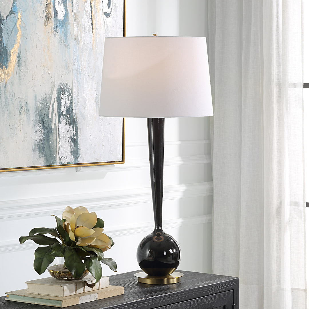 BRIELLE POLISHED BLACK TABLE LAMP