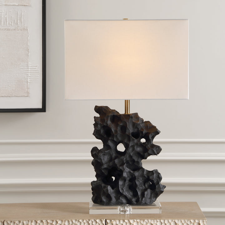 BASALT BLACK STONE TABLE LAMP