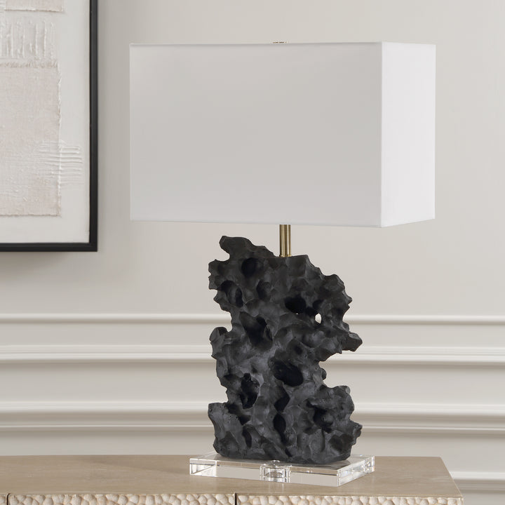 BASALT BLACK STONE TABLE LAMP