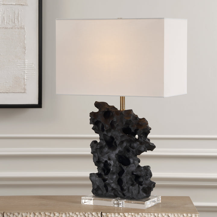 BASALT BLACK STONE TABLE LAMP