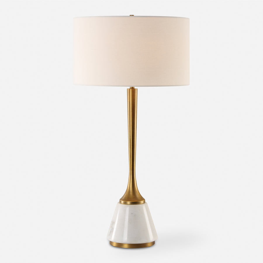 AVOLA WHITE MARBLE & BRASS TABLE LAMP