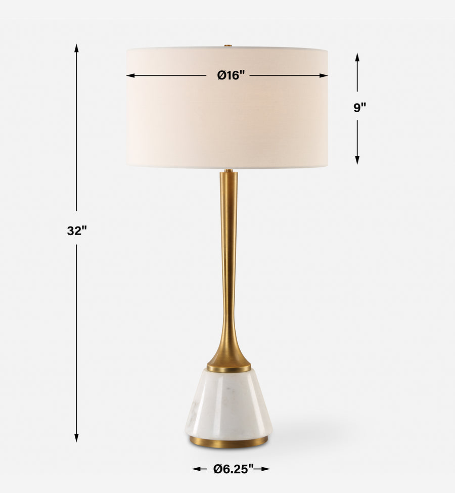 AVOLA WHITE MARBLE & BRASS TABLE LAMP