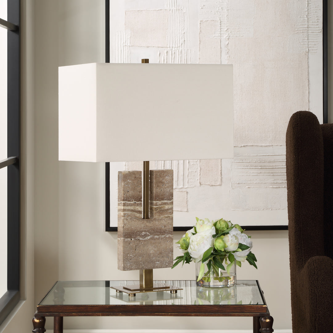 TURNING POINT TRAVERTINE TABLE LAMP