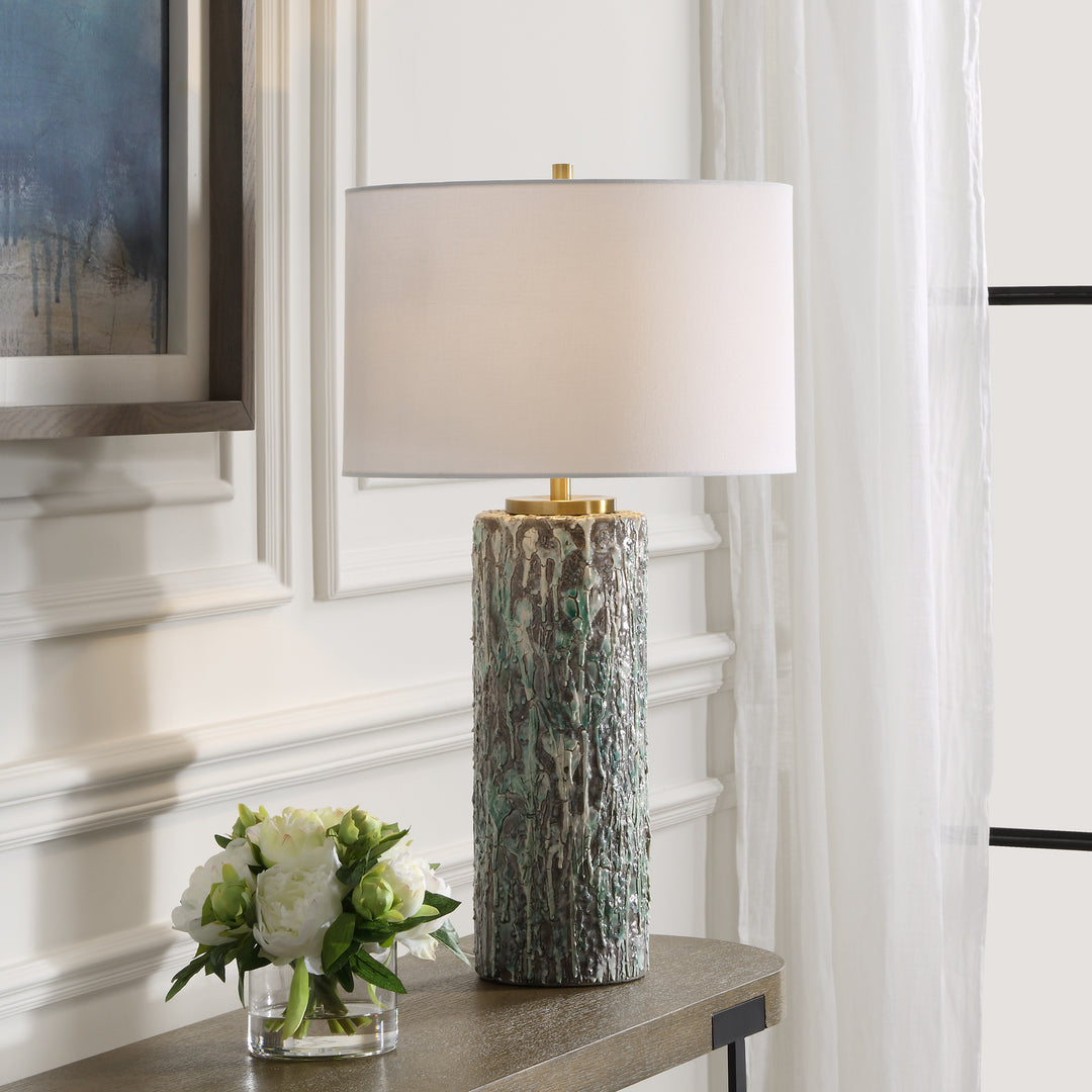 MELTDOWN IVORY TEAL TABLE LAMP