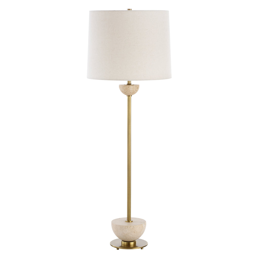 HEMISPHERE TRAVERTINE + BRASS BUFFET LAMP