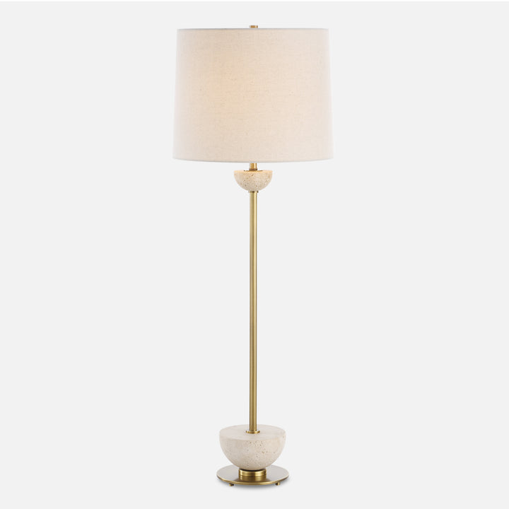 HEMISPHERE TRAVERTINE + BRASS BUFFET LAMP