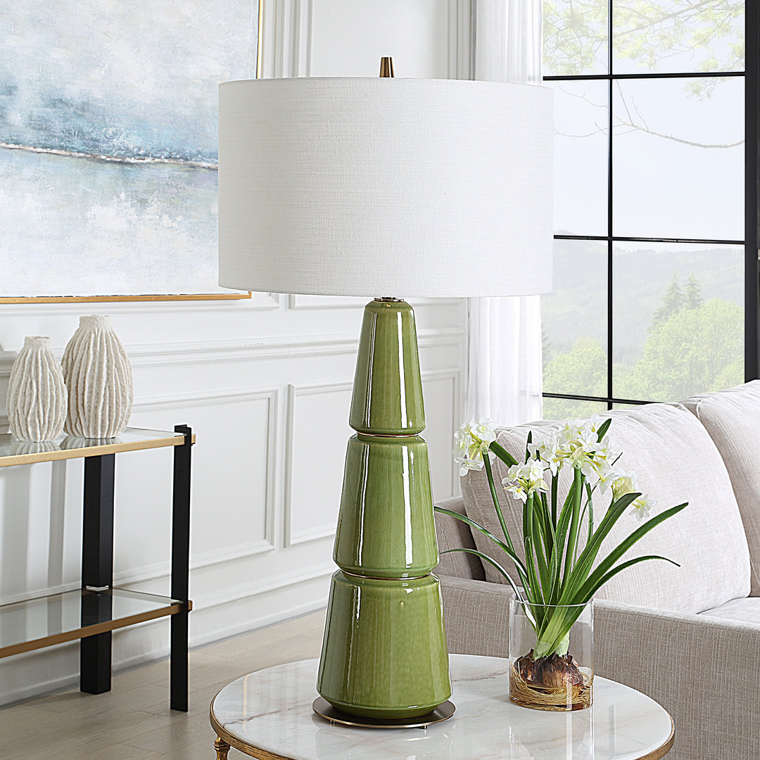 MENDELL MOSS GREEN CERAMIC TABLE LAMP