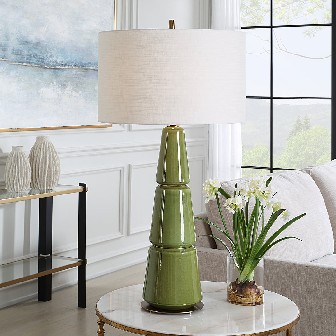 MENDELL MOSS GREEN CERAMIC TABLE LAMP