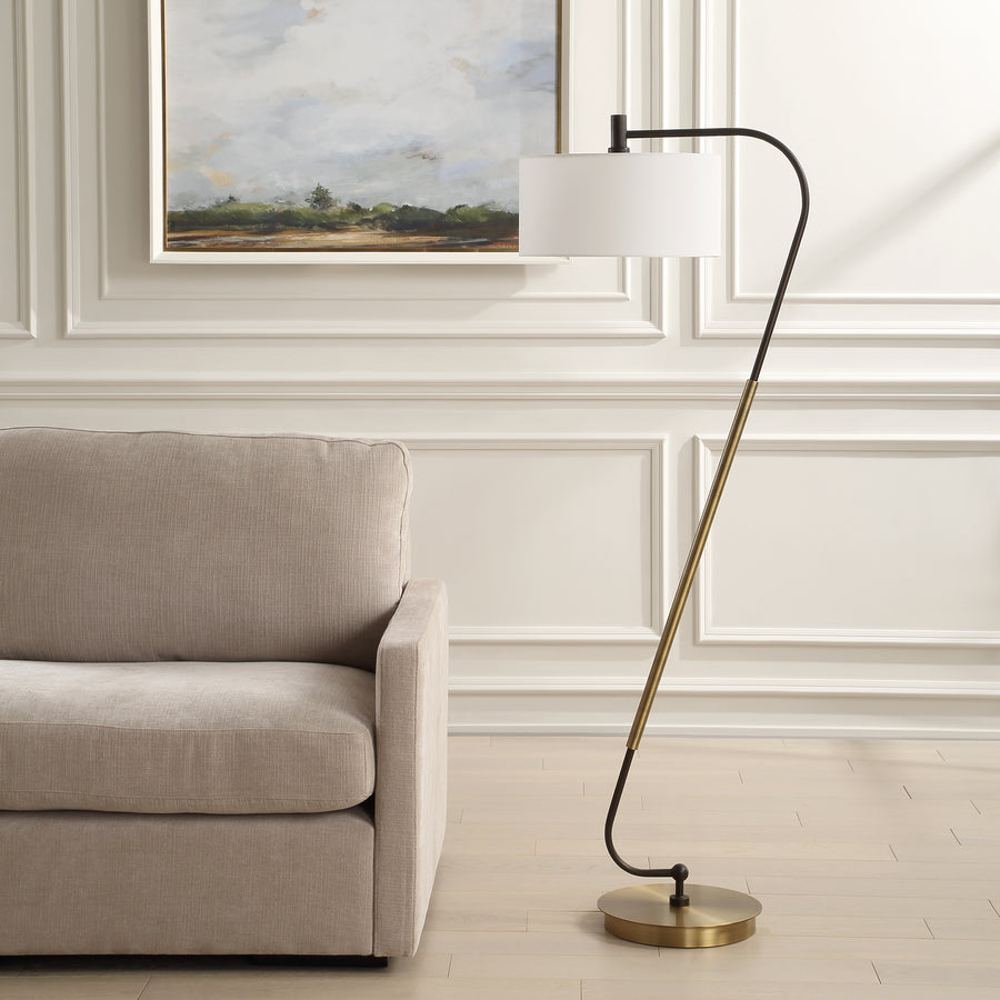 IRWIN CURVED BRASS FLOOR LAMP