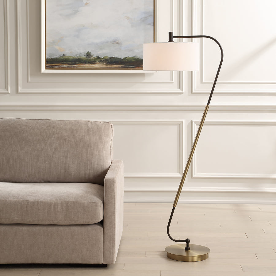 IRWIN CURVED BRASS FLOOR LAMP