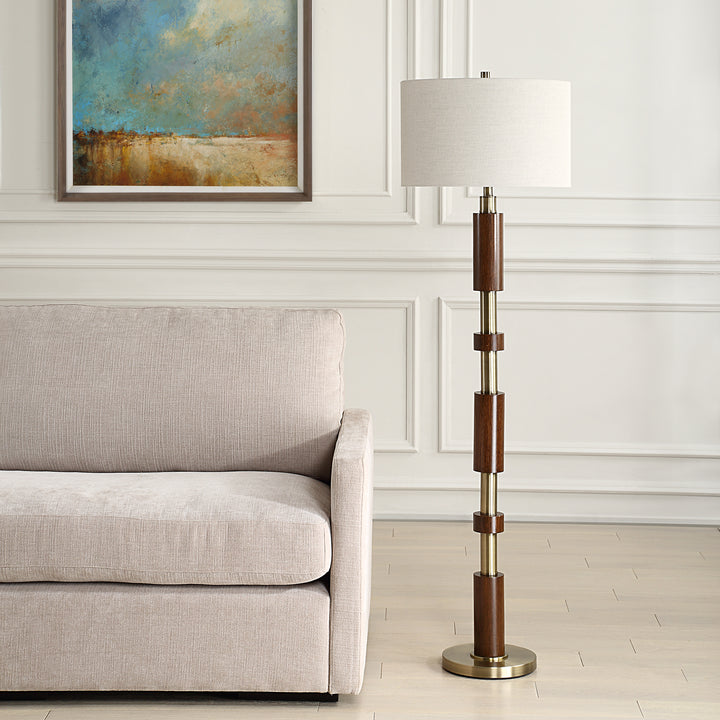 STACKED WOODEN FLOOR LAMP