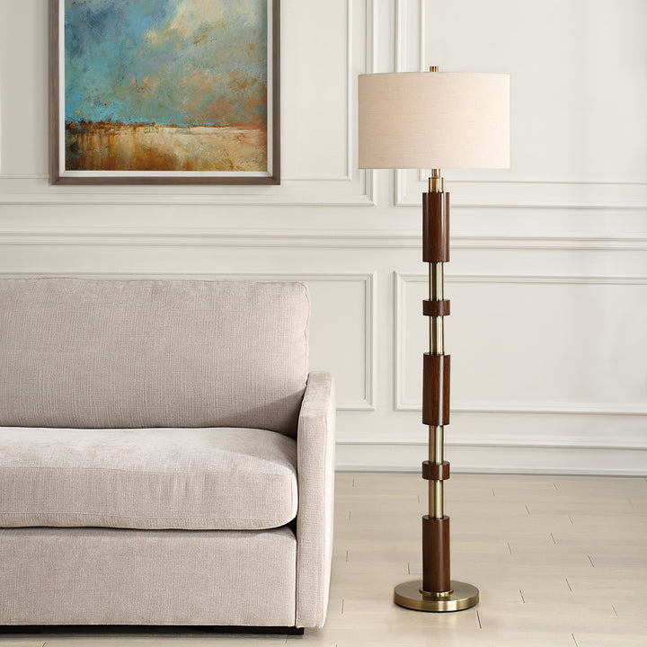 STACKED WOODEN FLOOR LAMP