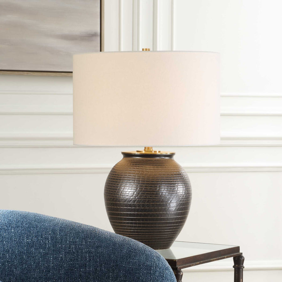 HAWKINS BRONZE RIBBED TABLE LAMP