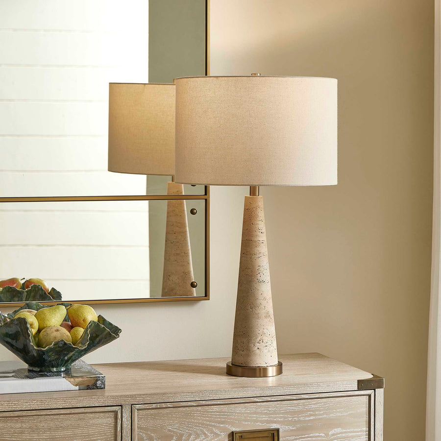 PERKINS NATURAL TRAVERTINE TABLE LAMP