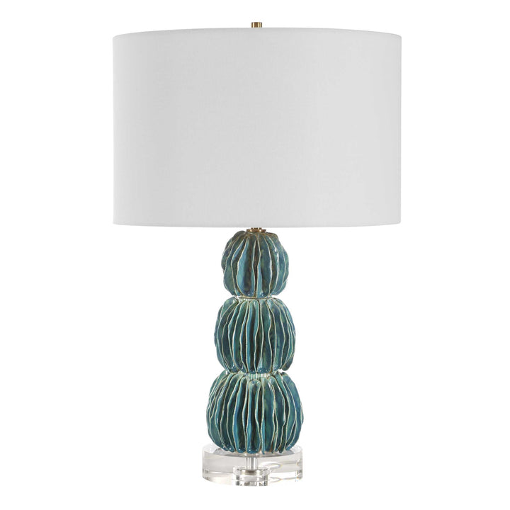 BONAIRE TEAL GLAZED CERAMIC TABLE LAMP
