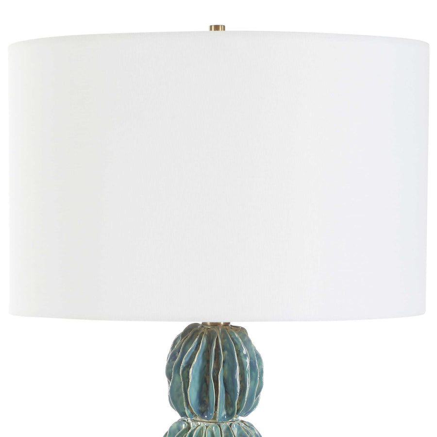 BONAIRE TEAL GLAZED CERAMIC TABLE LAMP
