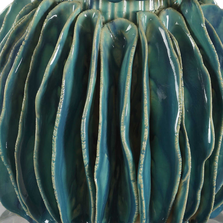 BONAIRE TEAL GLAZED CERAMIC TABLE LAMP