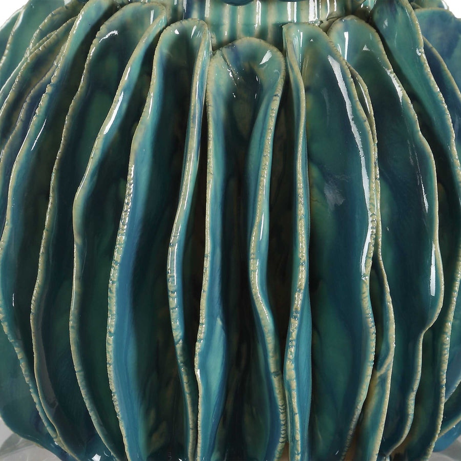 BONAIRE TEAL GLAZED CERAMIC TABLE LAMP