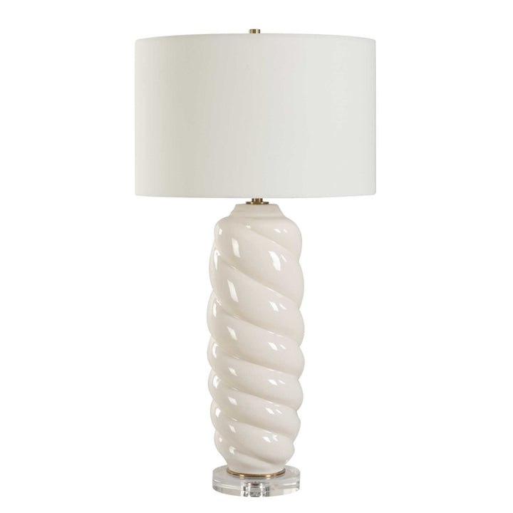 ANNELI WHITE CERAMIC SWIRL TABLE LAMP