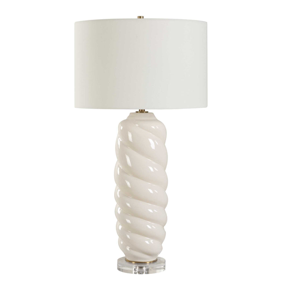 ANNELI WHITE CERAMIC SWIRL TABLE LAMP