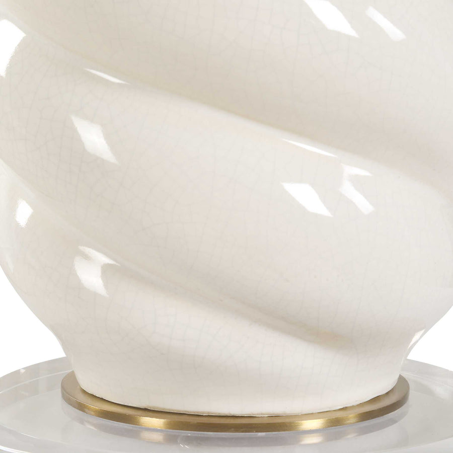 ANNELI WHITE CERAMIC SWIRL TABLE LAMP