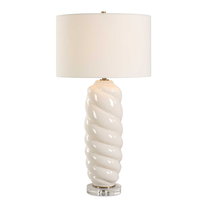 ANNELI WHITE CERAMIC SWIRL TABLE LAMP