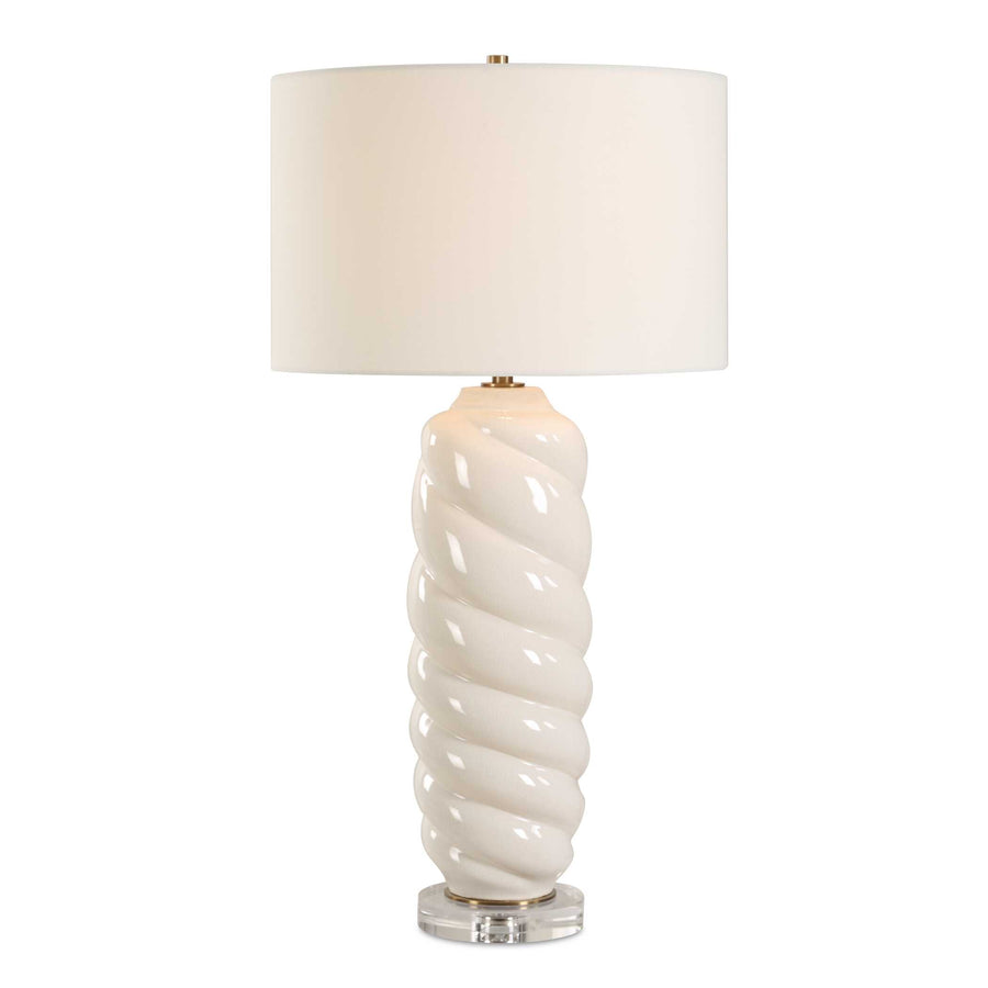 ANNELI WHITE CERAMIC SWIRL TABLE LAMP