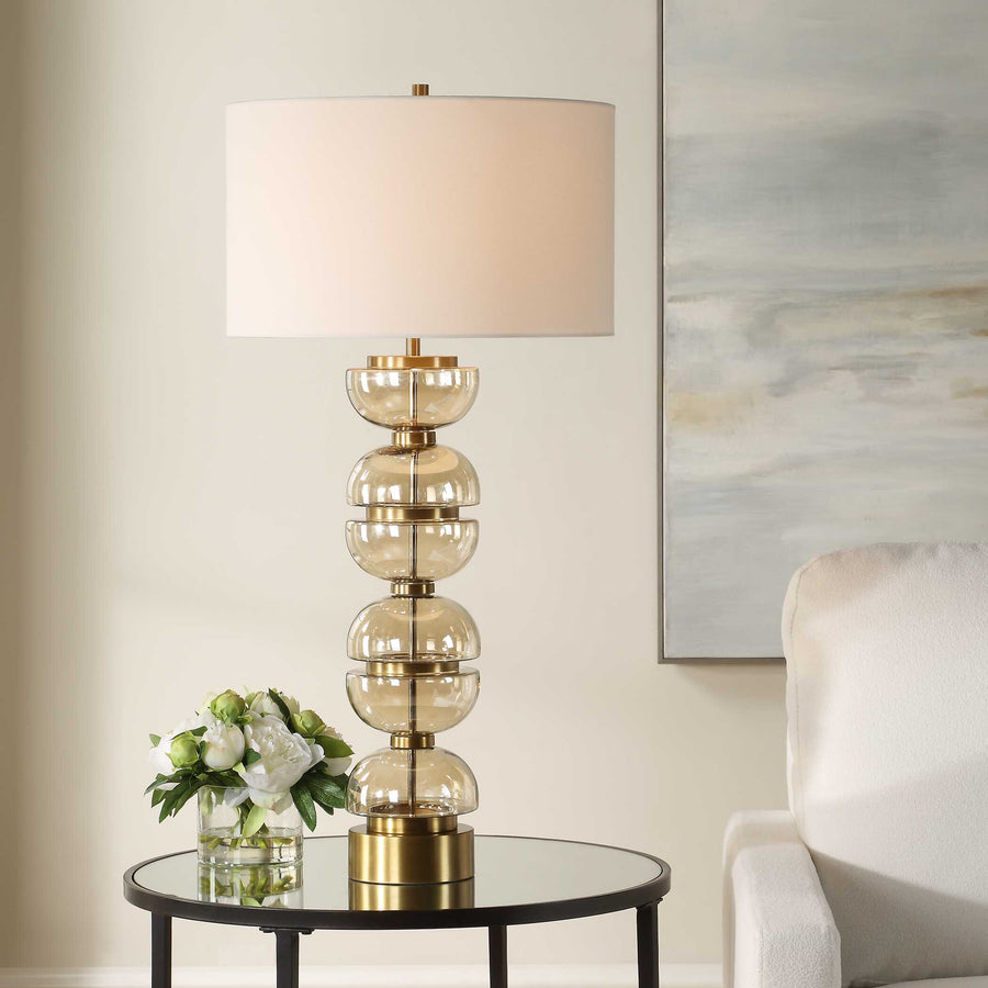 AMBER GLASS HALF-SPHERE TABLE LAMP