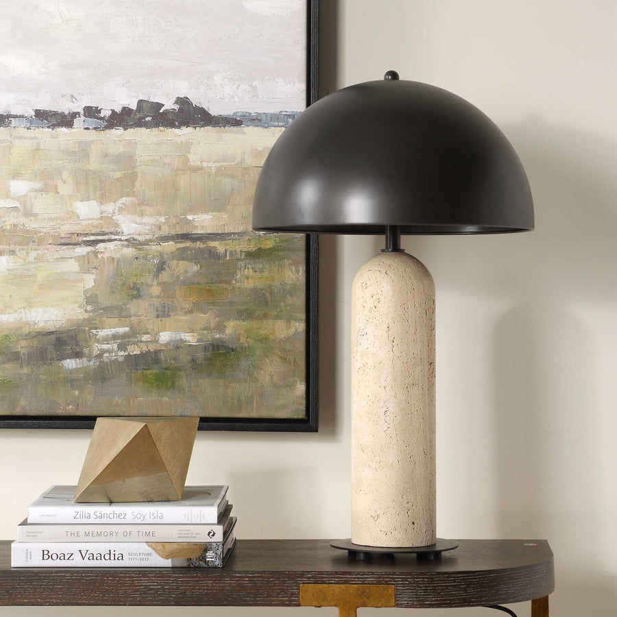 TANAKA INDOOR-OUTDOOR TRAVERTINE TABLE LAMP