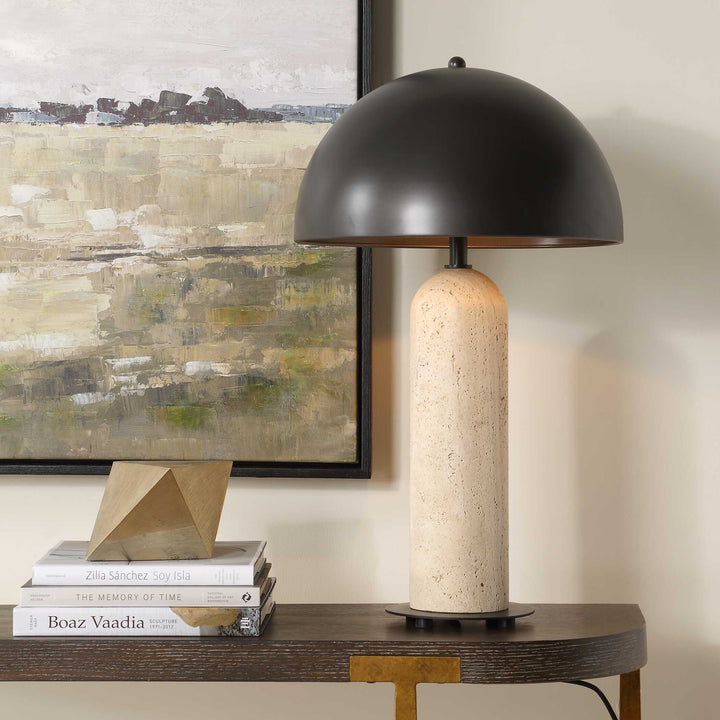 TANAKA INDOOR-OUTDOOR TRAVERTINE TABLE LAMP