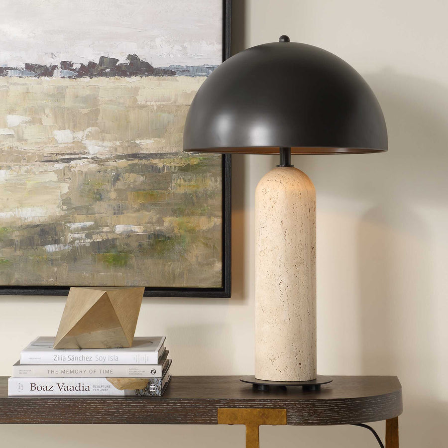 TANAKA INDOOR-OUTDOOR TRAVERTINE TABLE LAMP